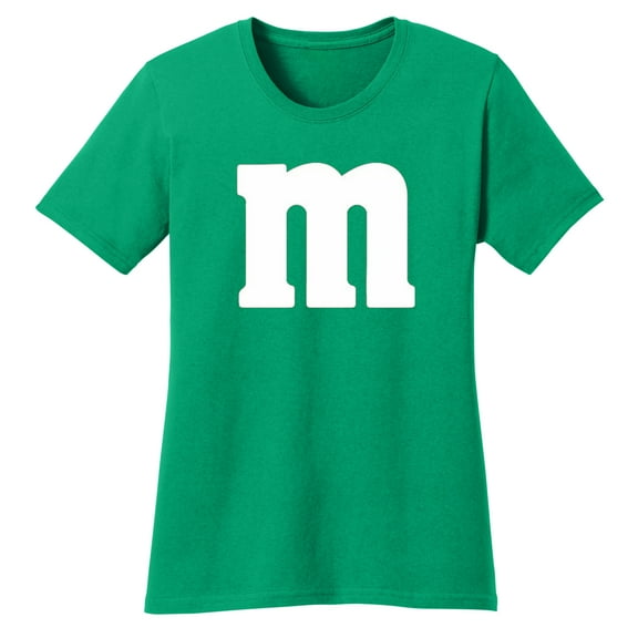 Halloween Candy Costume M T-Shirt for Womens - Colorful Cosplay Party Tee with Bold Letter Graphic, Kelly Green Large