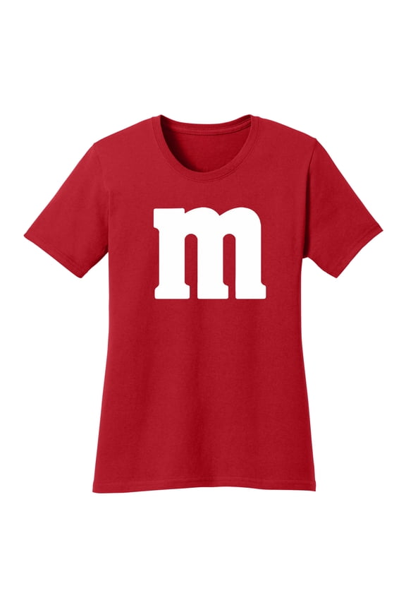 Halloween Candy Costume M T-Shirt for Womens - Colorful Cosplay Party Tee with Bold Letter Graphic, Red Small