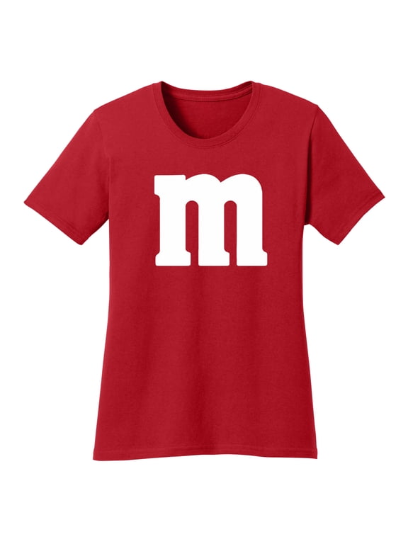 Halloween Candy Costume M T-Shirt for Womens - Colorful Cosplay Party Tee with Bold Letter Graphic, Red Small