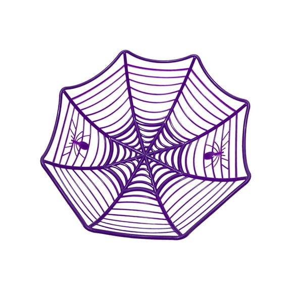 Halloween Candy Dish, 10.6in Plastic Fruit Basket for Snacks, Cookies & Treats – Spooky Tabletop Decoration Candy Bowl for Party & Holiday Display, Orange/Purple/Black