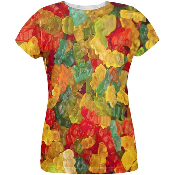 Halloween Candy Gummy Bears All Over Womens T Shirt Multi MD