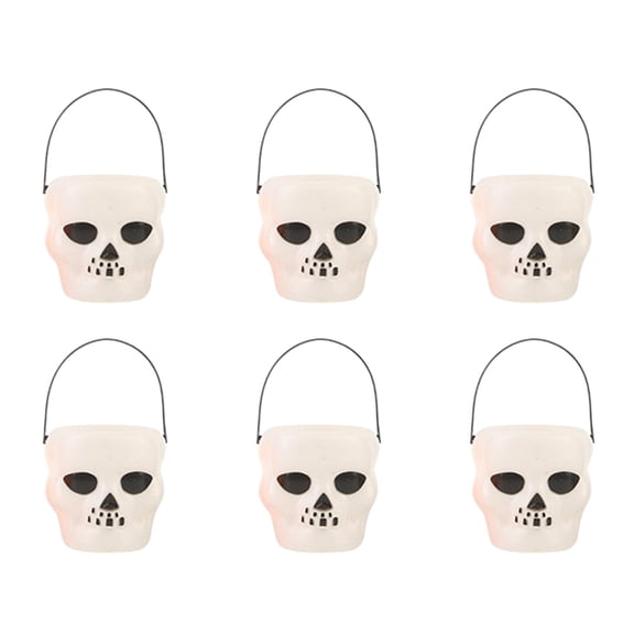 Halloween Candy Holder, 6Pcs Plastic Candy Jars Small Trick Or Treat Candy Bowl with Handle for Halloween Party Decor