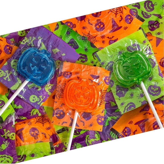 Halloween Candy, Pumpkin Lollipops Individually Wrapped, 90 Cnt, 2 Lb Box
