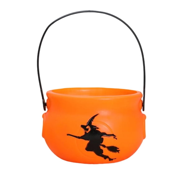 Halloween Candy Storage Bucket, Plastic, Orange, 18x15cm, Durable, Festive Design, Perfect for Trick-or-Treating, Parties, Holds Generous Treats, Lightweight and Fun.