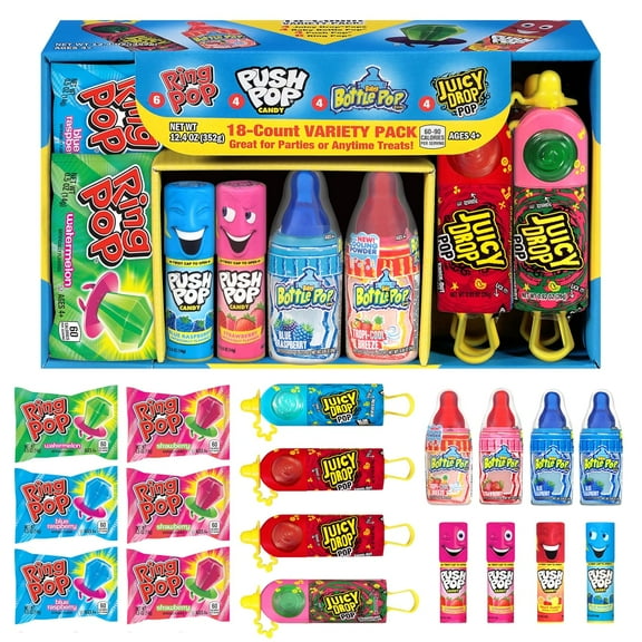 Halloween Candy Variety Pack, 18Ct Assorted Lollipops, Bulk Individually Wrapped , , Baby Bottle Pop & Juicy Drop, Birthday Party Favors, Trick or Treat, Halloween Bowls, Kids Gifts