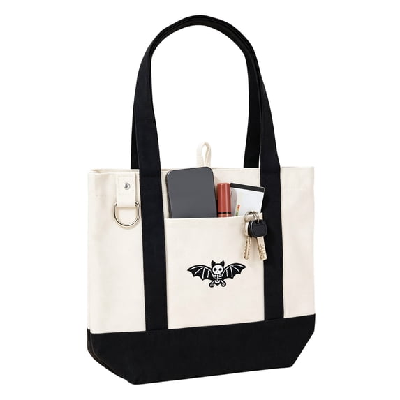 Halloween Canvas Tote Bag, Reusable Shopping Bag, Cute Spooky Shoulder Handbag for Women, Halloween Party, Travel, Grocery and Daily Use
