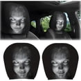 thumbnail image 1 of Halloween Car Headrest Covers Ghost Face 2 Pack, Universal Elastic Scary Seat Headrest Protector Soft Polyester Fabric with Funny Print for Auto Interior Decoration, 1 of 5