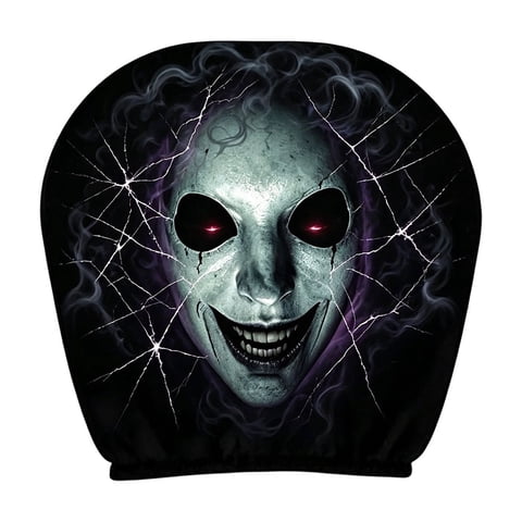 Halloween Car Headrest Covers Set of 2 Spooky Pattern Front Seat Protectors Elastic Polyester Material Easy Install for Automotive Interior