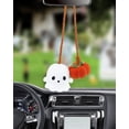 thumbnail image 1 of Halloween Car Ornament Crochet Pumpkin and Ghost Car Pendant for Car Mirror Upholstery Accessories, Hand Knitted Mirror Charm(1PCS), 1 of 6