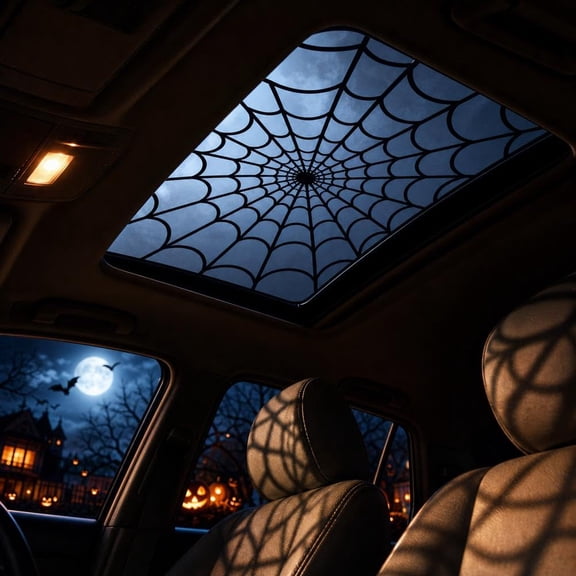 Halloween Car Sunroof Decal, Gothic SpiderwebWindow Sticker | Removable Vinyl Spider Web Stickers for SUV and Sedan Sunroofs, for Parties & Fall Driving(lxf)