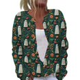 thumbnail image 1 of Halloween Cardigan Sweaters for Women Cute Cartoon Ghost Womens Sweaters Cardigan Knit Button Down Cropped Long Sleeve Fall Fashion Comfy Tunic Sweater Green 2XL, 1 of 6