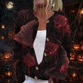 thumbnail image 1 of Halloween Cardigan Sweaters for Women Cute Halloween Party Graphic Womens Sweaters Cardigan Knit Button Down Cropped Long Sleeve Fall Winter Holiday Soft Sweatshirt Tops Hot Pink XL, 1 of 6