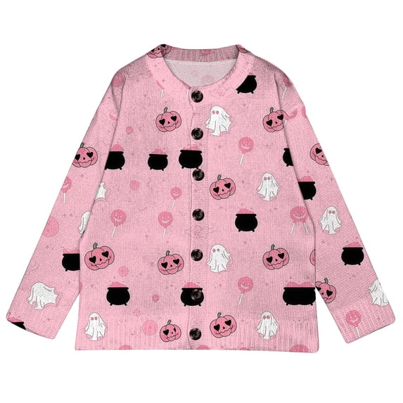 Halloween Cardigan Sweaters for Women Button Open Front V Neck Knit Vintage Print Funny Christmas Cardigan Sweater Fall Winte Drop Shoulder Sweater