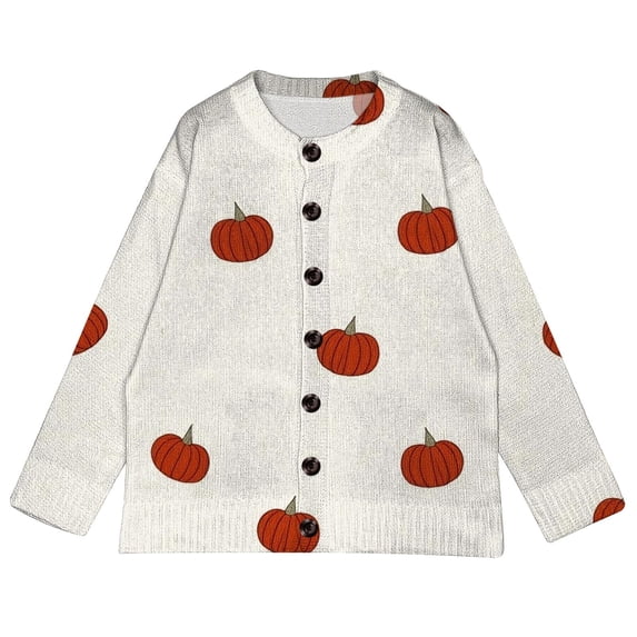 Halloween Cardigan Sweaters for Women Button Open Front V Neck Knit Vintage Print Funny Christmas Cardigan Sweater Fall Winte Drop Shoulder Sweater