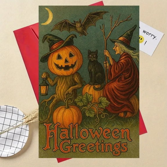 Halloween Cards 10 Pcs Retro Greeting Card Assorted Blank Notes Cards with Envelopes for Classroom Home Office Business