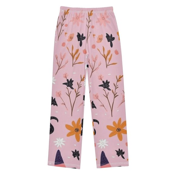 Halloween Cartoon Cat Pattern Pajama Pants Soft Lightweight Lounge Pants Bottoms Sleep Pants Warm Comfy