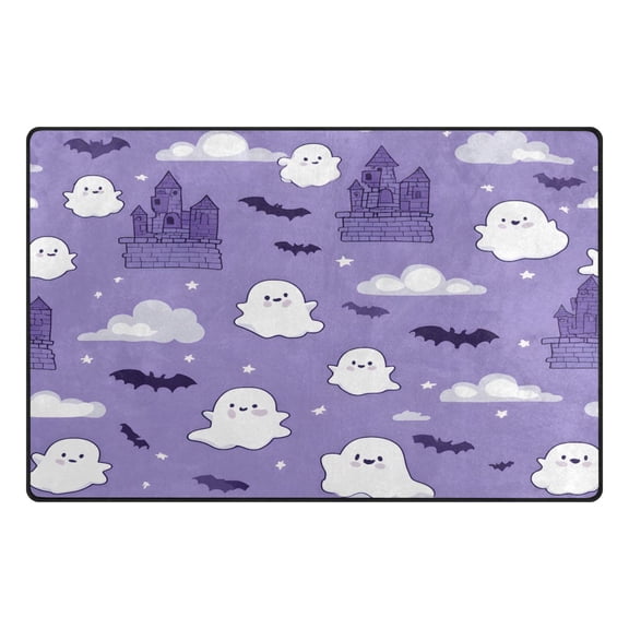 Halloween Cartoon Ghost Memory Foam Area Rug 31"x20" Non Slip, Absorbent, Fade Proof for Living Room, Bedroom, Office