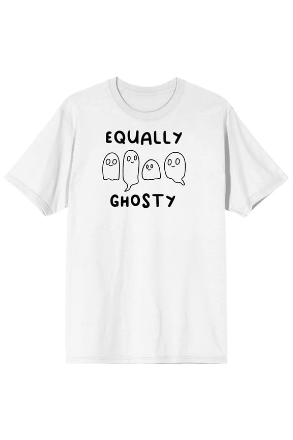 Halloween Cartoon Ghosts Equally Ghosty Men's White Graphic Tee - 5XL