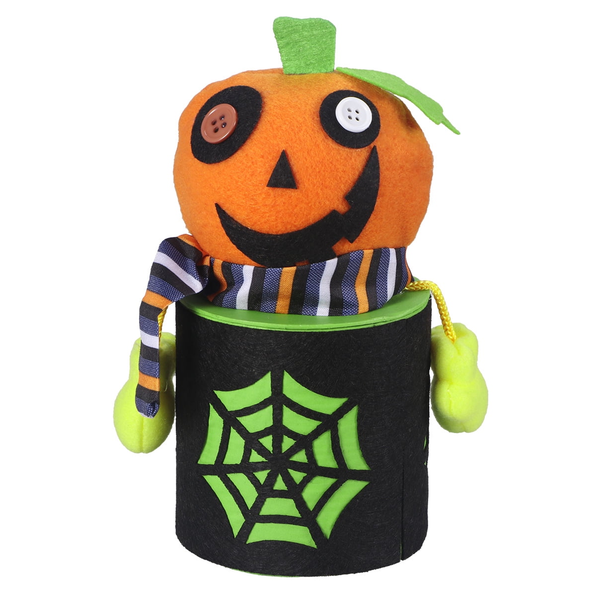 MLINS Halloween Cartoon Pumpkin Candy Jar Tin Treat Cookie Sweet Storage Container Holder Canister Bucket Bin Gift Box for Kids Halloween Home Party Bar