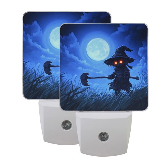 Halloween Cartoon Scarecrow LED Night Light with Smart Sensor Plug Into Wall Dusk to Dawn 2 packs