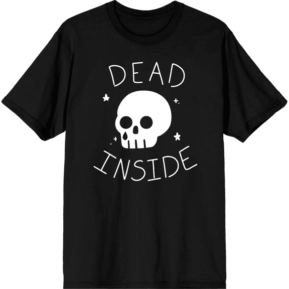 Halloween Cartoon Skull Dead Inside Crew Neck Short Sleeve Adult T-shirt-Large-Black