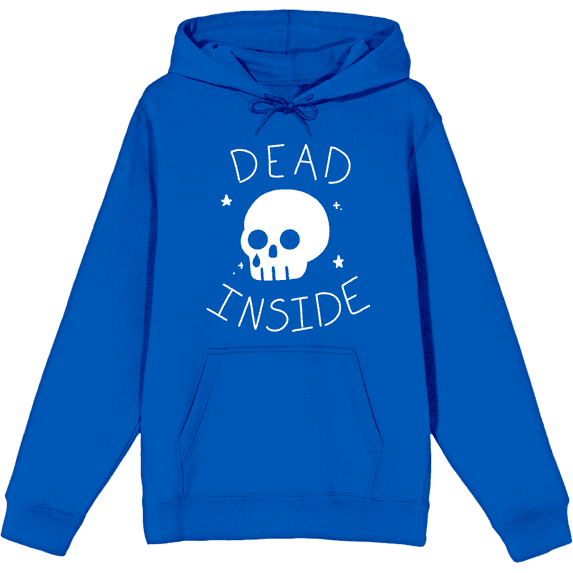Halloween Cartoon Skull Dead Inside Long Sleeve Adult Hooded Sweatshirt-XL-Blue