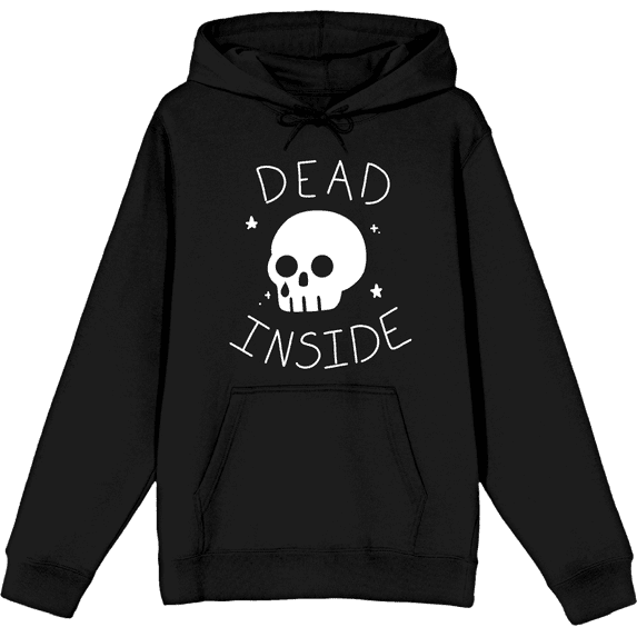Halloween Cartoon Skull Dead Inside Long Sleeve Adult Hooded Sweatshirt-XS-Black