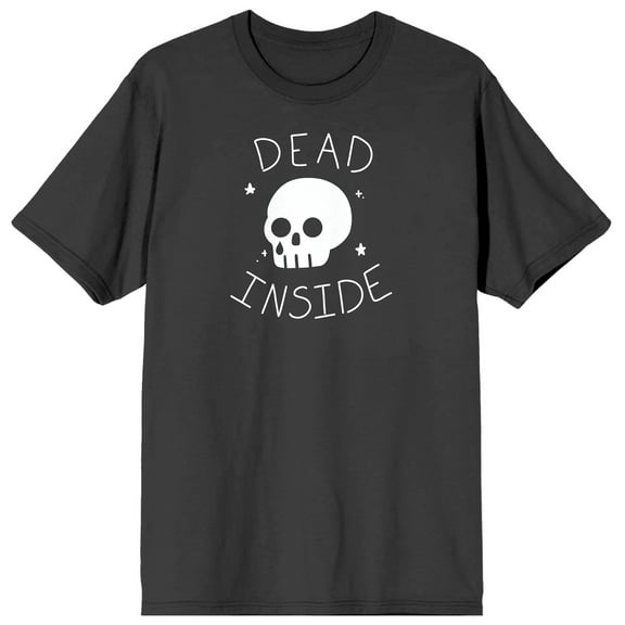 Halloween Cartoon Skull Dead Inside Men's Charcoal Graphic Tee-Medium