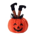 thumbnail image 1 of Halloween Cartoon Witches Leg Boot with Pumpkin Plush Figurine Figure Toy Table Centerpieces Ornament Holiday Decors, 1 of 8