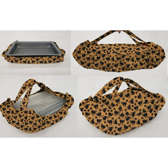 Halloween Casserole Baking Pan or Pie Plate Cozy and Carrier by Penny's Needful Things (Large Casserole Carrier) (Scaredy Cat)
