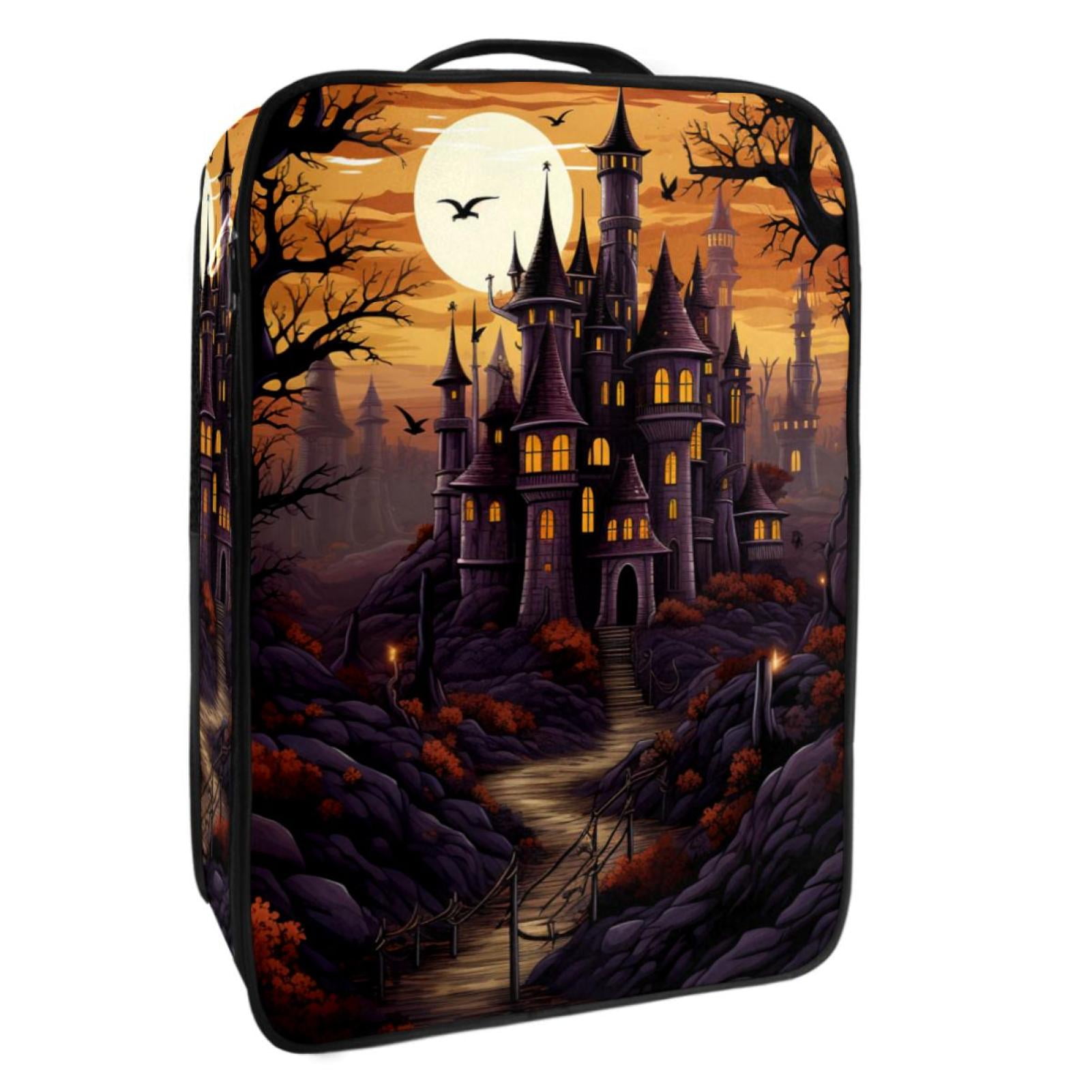 Halloween Castle Polyester Shoe Boxes - Premium Storage Containers for Sneakers, Boots, and More - 23x31cm/9x12in Size - Organize Your Footwear