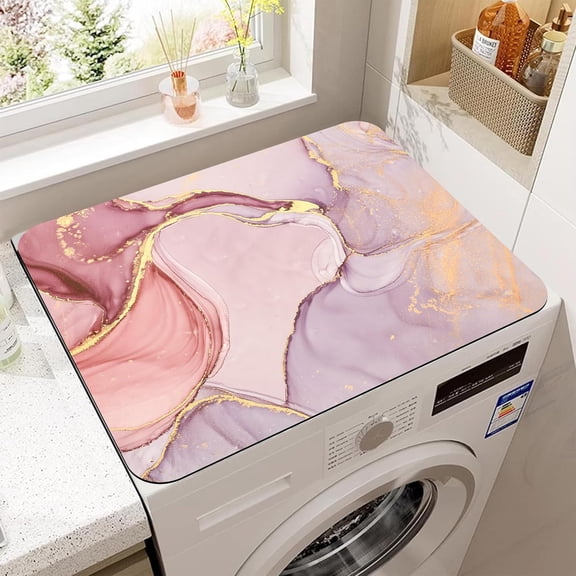 Halloween Castle Pumpkin and Bat Washer and Dryer Covers For The Top,Anti-slip Washing Machine Dust Cover Pad,Dryer Top Protector Mat for Laundry Room Kitchen Decor,23.6X19.7 in