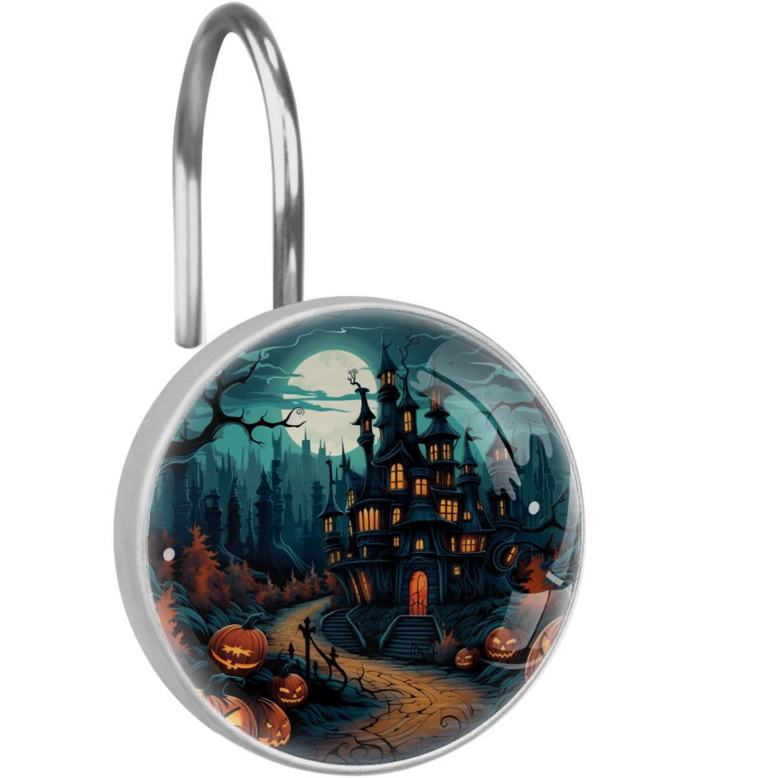 Halloween Castle Shower Curtain Hooks （Set of 12） for Home Hotel Shower ...