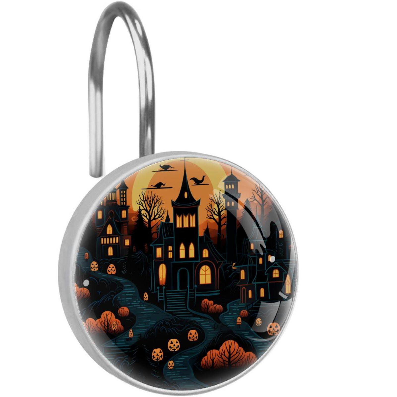 Halloween Castle Shower Curtain Hooks （Set of 12） for Home Hotel Shower ...
