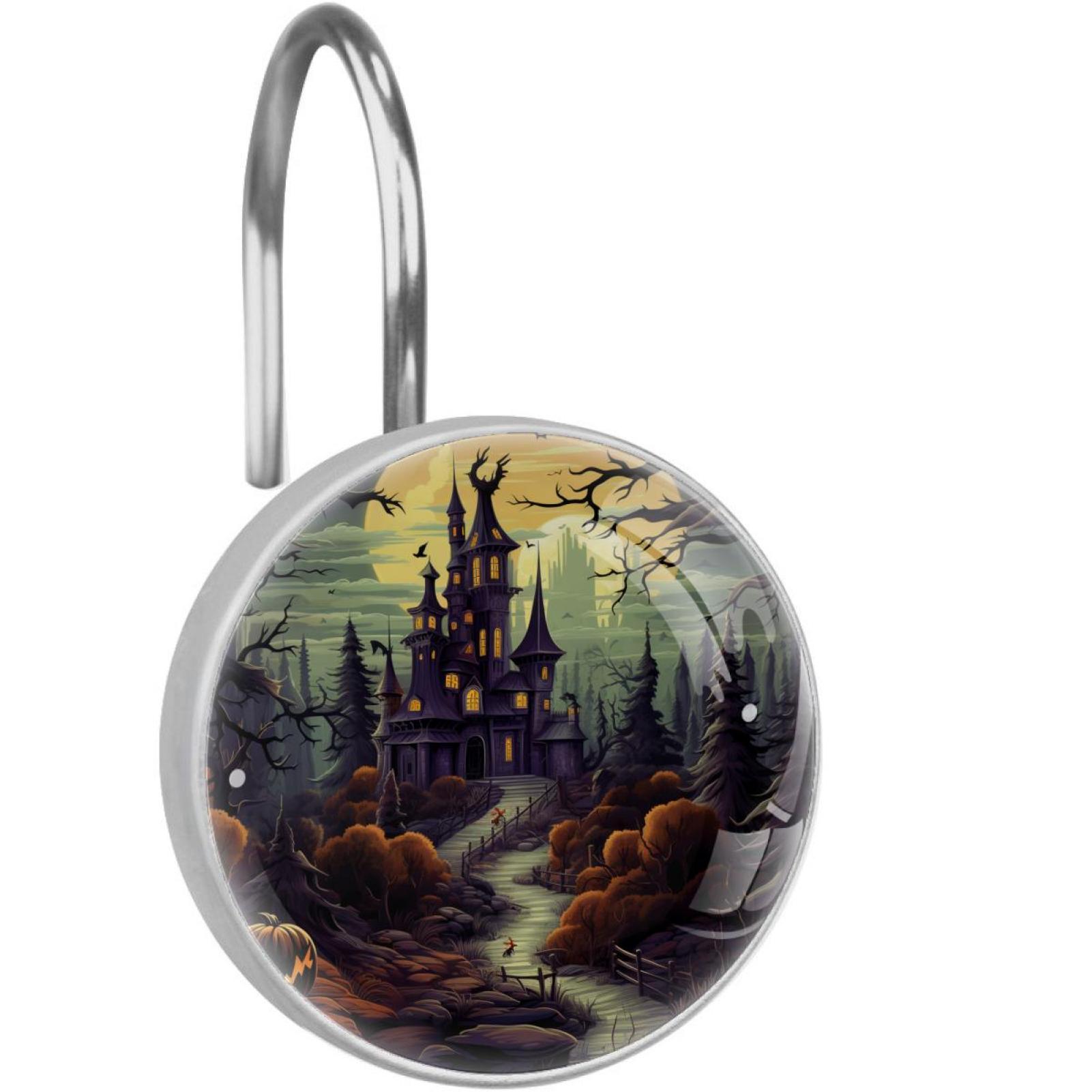 Halloween Castle Shower Curtain Hooks （Set of 12） for Home Hotel Shower ...