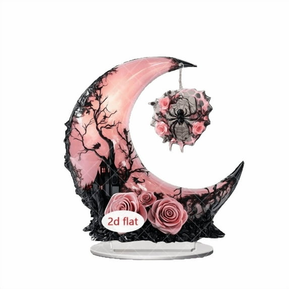 Halloween Castle Tabletop Ornament, 2D Acrylic Decorative Display, Reusable Festival Decoration for Living Room, Shelf, or Mantel