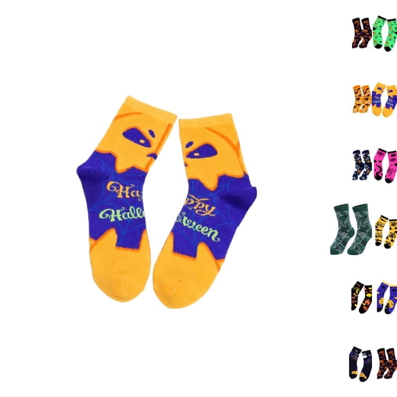 Halloween Casual Crew Socks Styles, Stretch Comfort Holiday Novelty Socks for Costume Party Decor, Mid Calf Sock for Halloween Present & Everyday Outfits I