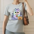 thumbnail image 1 of Halloween Womens Ghost Boba Graphic Casual Sweatshirt Tee ,Top Short Sleeve Round Neck Gray S-3XL, 1 of 5