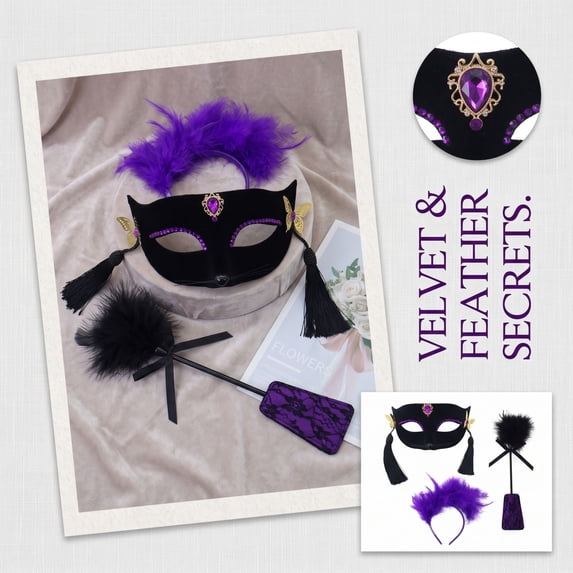 Halloween Cat Black Face Mask with Elastic Strap for Cat Halloween and Masquerade Mask with Bead Charms, Masquerade Mask for Couples Masquerade Mask for Men Mens Masquerade Mask