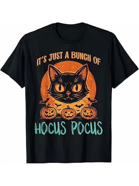Halloween Cat, Bunch of Hocus Pocus, Spooky Costume, Funny Graphic, Short Sleeve T-Shirt