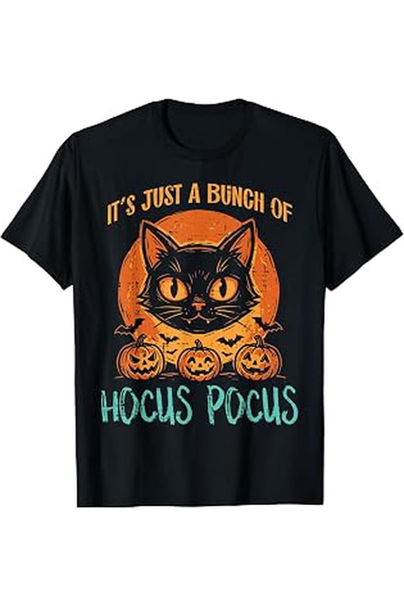 Halloween Cat, Bunch of Hocus Pocus, Spooky Costume, Funny Graphic, Short Sleeve T-Shirt
