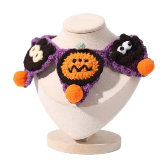 Halloween Cat Collars, Crochet Design Adjustable Collar for Cats and Small Dogs, Festive Accessory for Holiday Parties and Trick-or-Treat