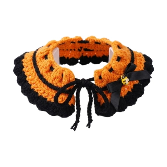 Halloween Cat Collars, Crochet Design Adjustable Collar for Cats and Small Dogs, Festive Accessory for Holiday Parties and Trick-or-Treat