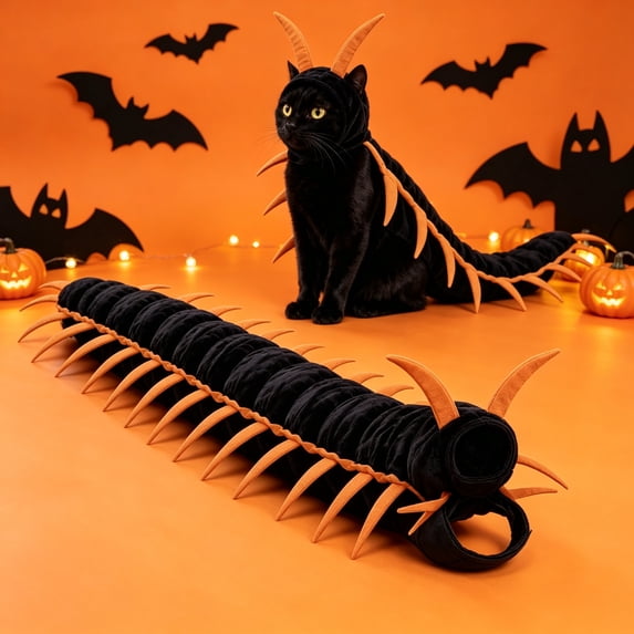Halloween Cat Costume Centipede Pet Outfit Funny Adjustable Dress-Up Cloak for Cats Small Dogs Party Photos and Holiday Events
