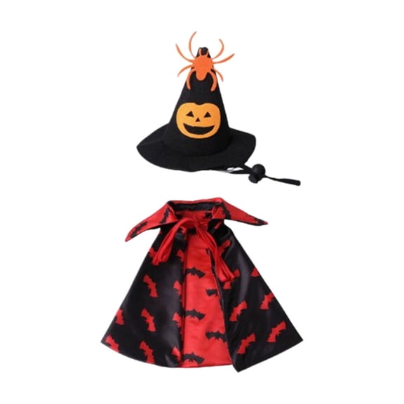 Halloween Cat Costume Funny Dog Wizard Costume Pet Vampire Bat Cloak for Halloween Party Small Dogs Cats Cosplay Red