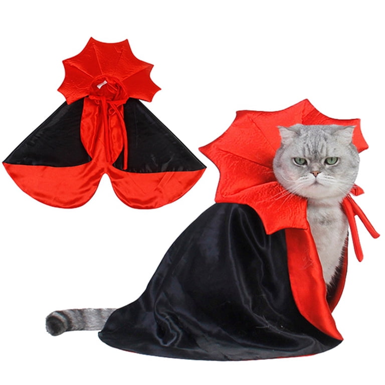 Halloween Cat Dog Costume Dog Vampire Devil Costume Cat Halloween Cloak Cape Red Black Halloween Costumes for Small Medium Dogs and Cat, Adult Unisex,