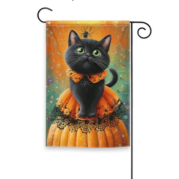 Halloween Cat Garden Flag - Vertical Double Sided Yard Decorations, Camping, Indoor and Outdoor Holiday Decorations, 12.5 x 18 Inch