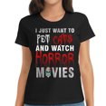 thumbnail image 1 of Halloween Cat Lover And Horror Movie Fan Gift T-Shirt, 1 of 5