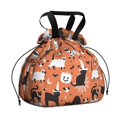 thumbnail image 1 of Halloween Cat Pattern Drawstring Lunch Bag Women - Drawstring Lunch Bag Insulated for Work Office - Stain-Resistant Large Lunchbags for Women with Multi-Pockets, 1 of 6