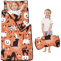 Halloween Cat Pattern Toddler Nap Mats for Kids Preschool,50"x20" Sleeping Mat Bag or Kids,Toddler Sleeping Bag,Toddler Nap Mat or Daycare